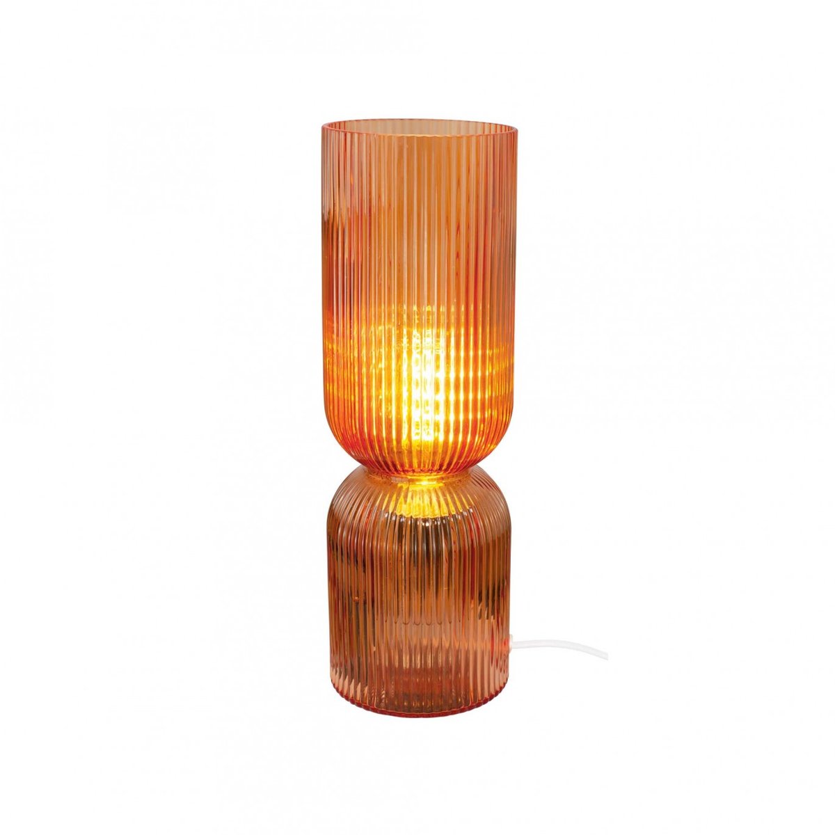 Lampe à poser en verre strié, CHARMY rouge, C-CREATION