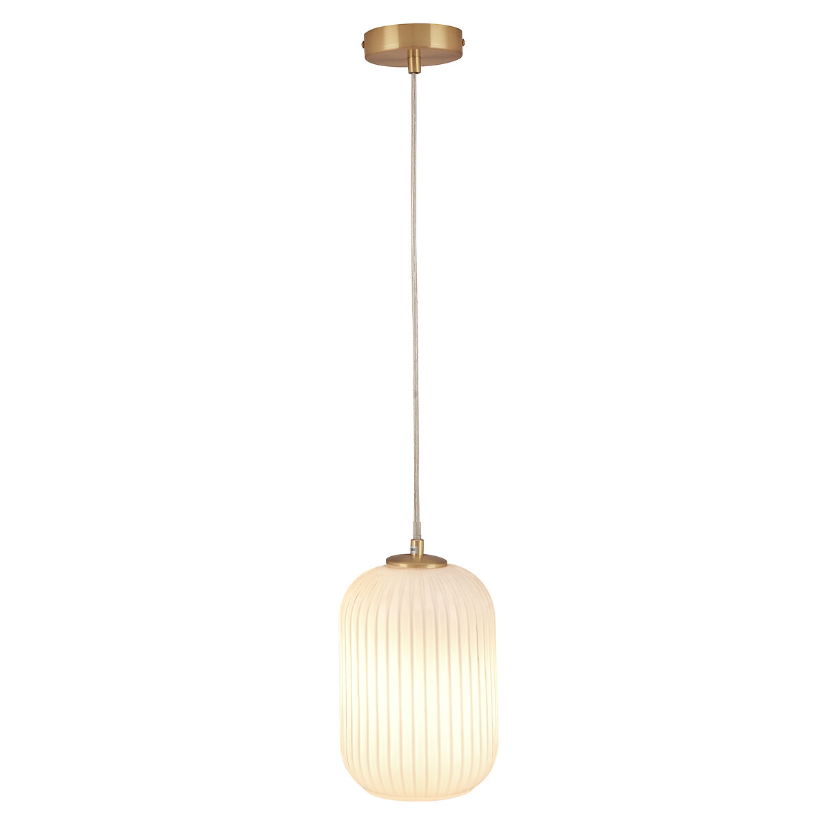 Alexi White Ribbed Glass Pendant Light in Gold gold-coloured, SO'HOME
