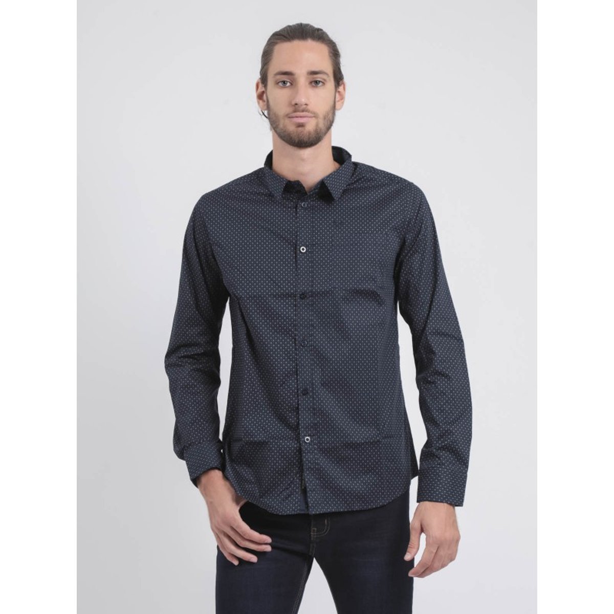 Chemise Manches Longues Motifs Topalga bleu marine, RITCHIE