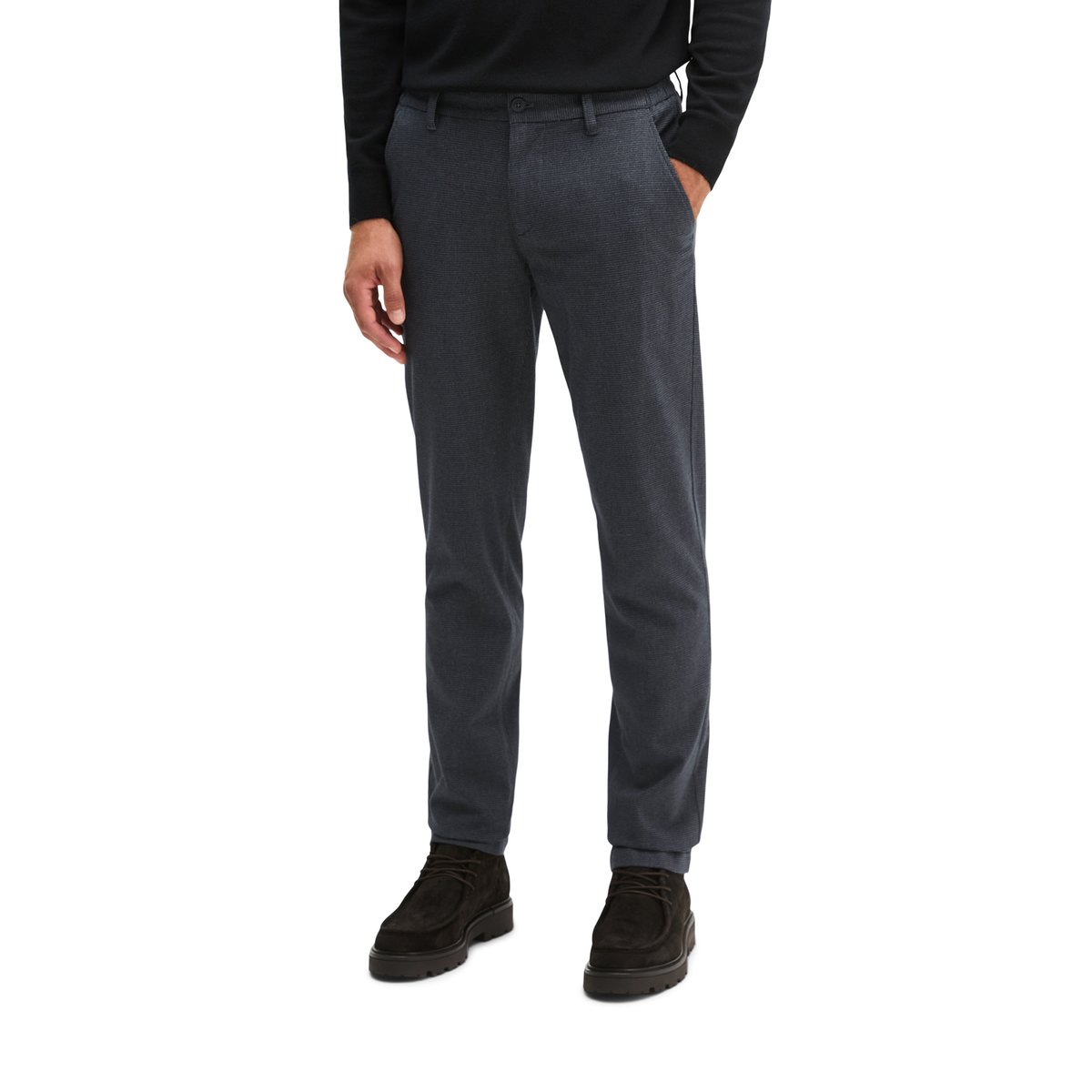 Chino modèle Stig, coupe jogger en mélange élastique de coton bio et de viscose noir, MARC O'POLO