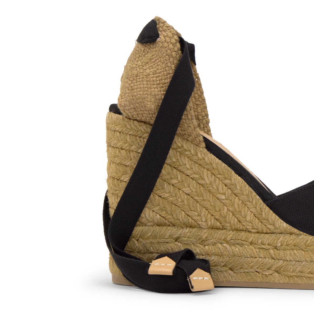 Espadrilles compensées en jute tressée à découpe en V CHIARA PLATFORM noir, CASTANER