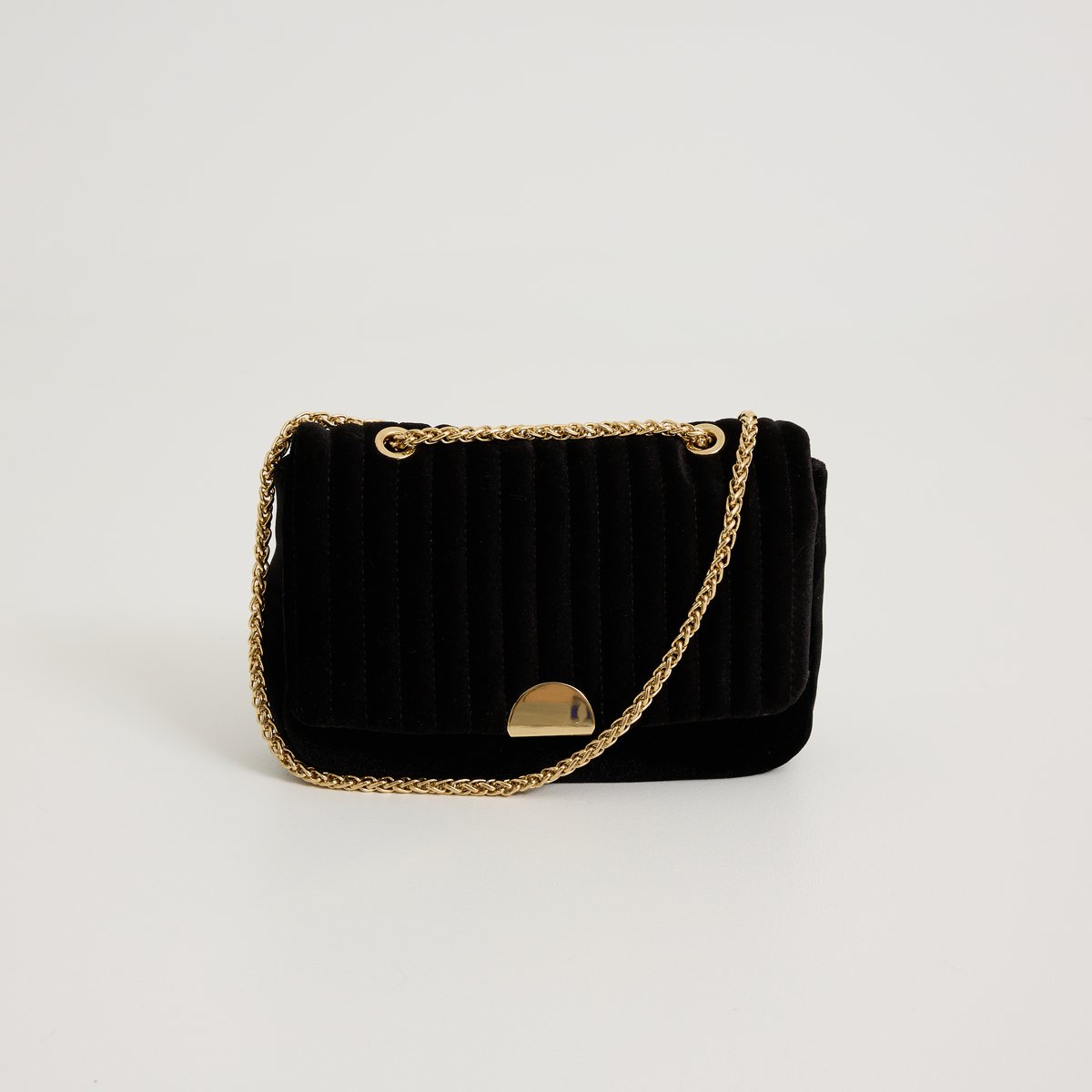 Sac en velours à rabat noir, GRAIN DE MALICE