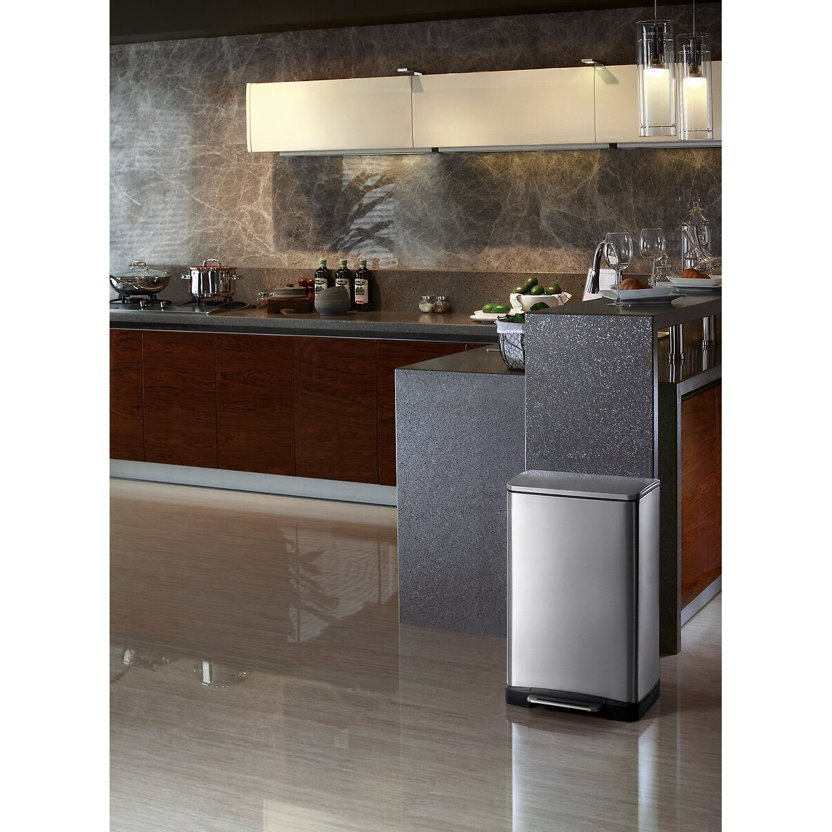 Balde de Pedal E-Cube 40L, EKO inox mate, EKO