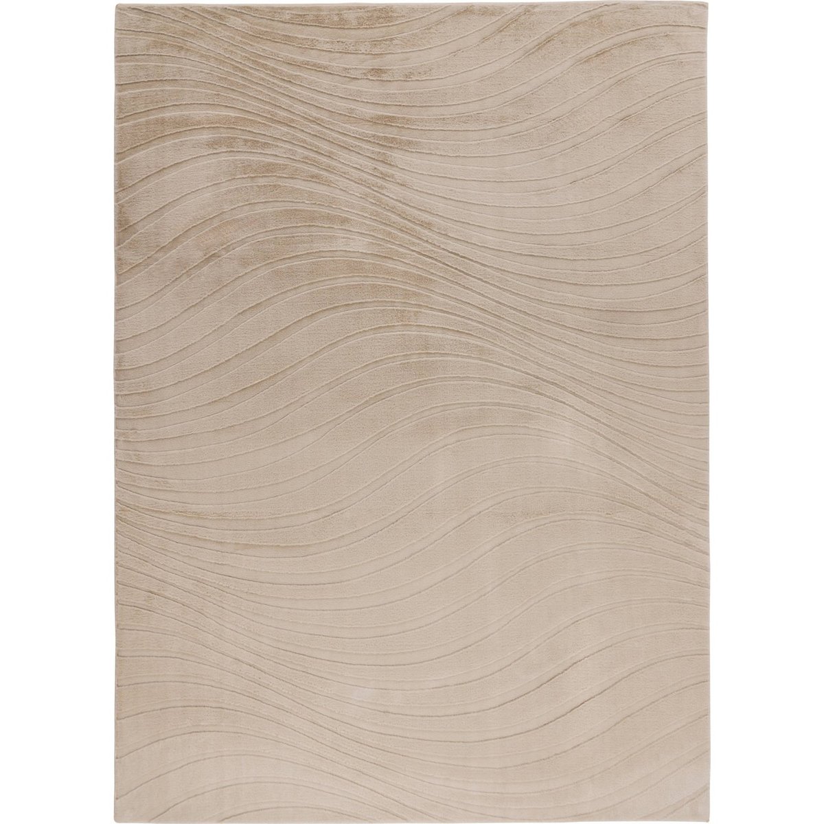 Tapis rectangulaire à relief ondulé moderne beige sable clair uni, ARTE ESPINA