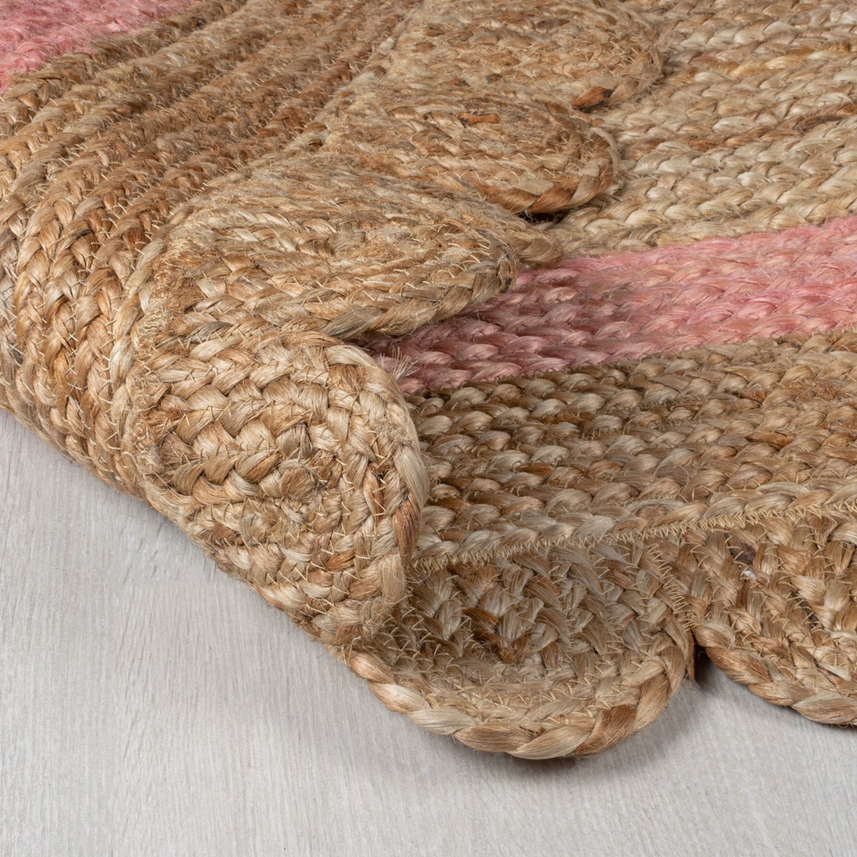 Tapis salon et chambre en jute FLOWER JUTE rose, NOVATREND