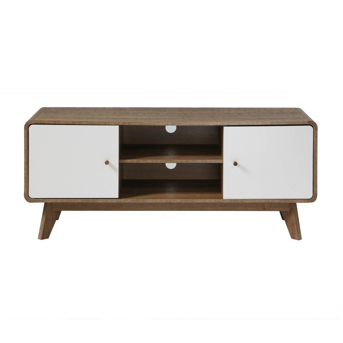 Meuble TV 2 Portes et 2 Niches  - ALBURA bois foncé, CALICOSY