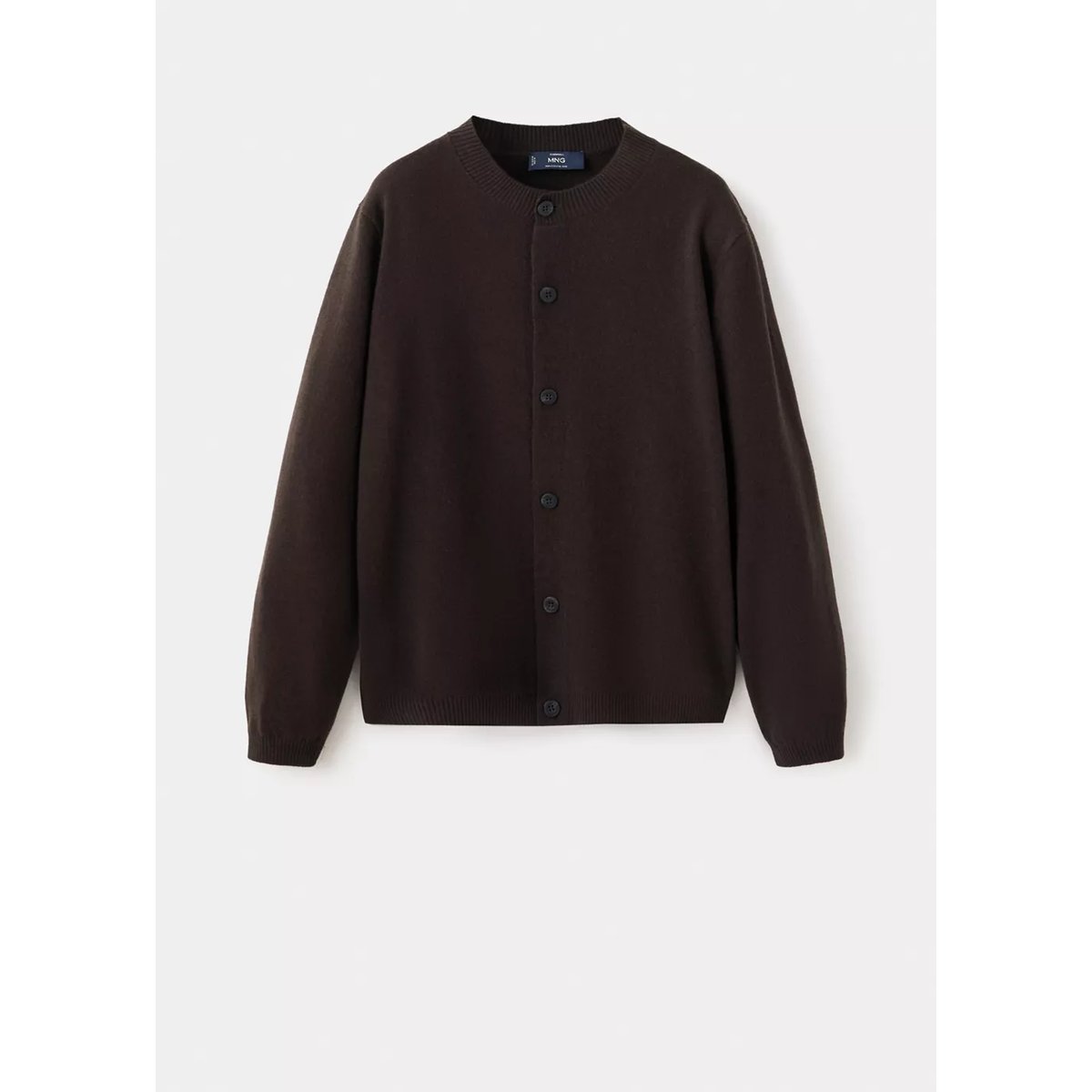 Cardigan 100 % laine maille fine chocolat, MANGO MAN