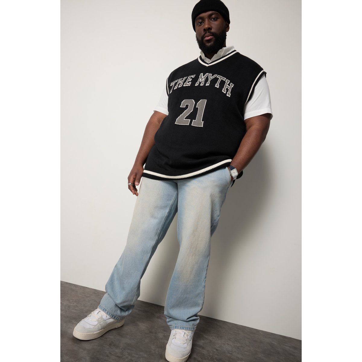 Jean en denim délavé, coupe Baggy Fit jean blanchi, STHUGE