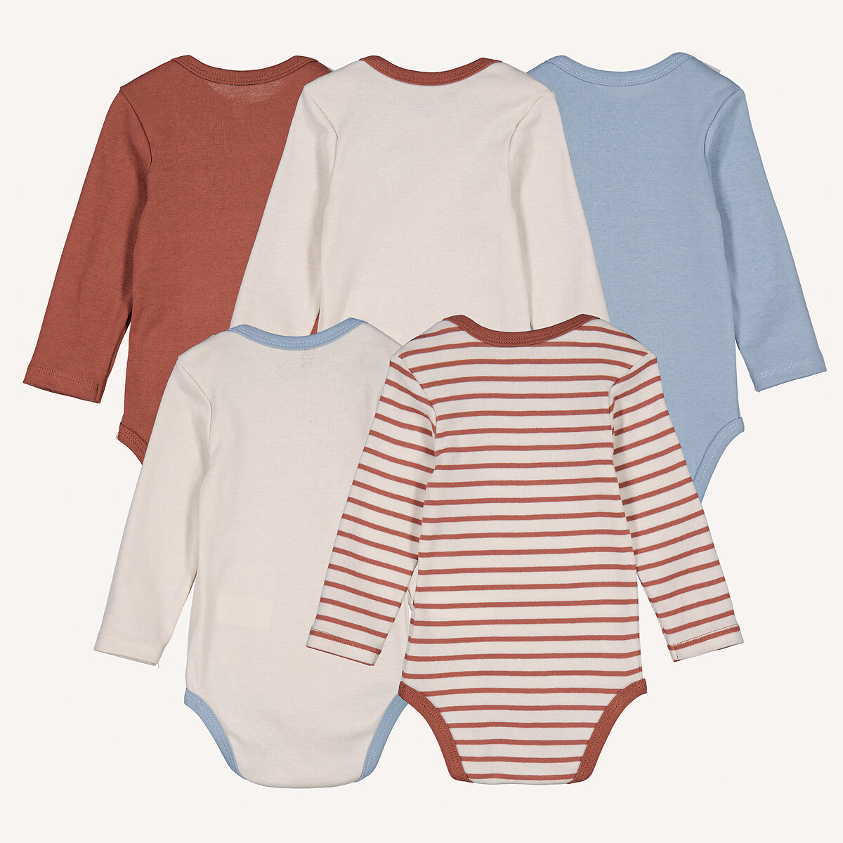 Pack of 5 Bodysuits with Long Sleeves assorted, LA REDOUTE COLLECTIONS