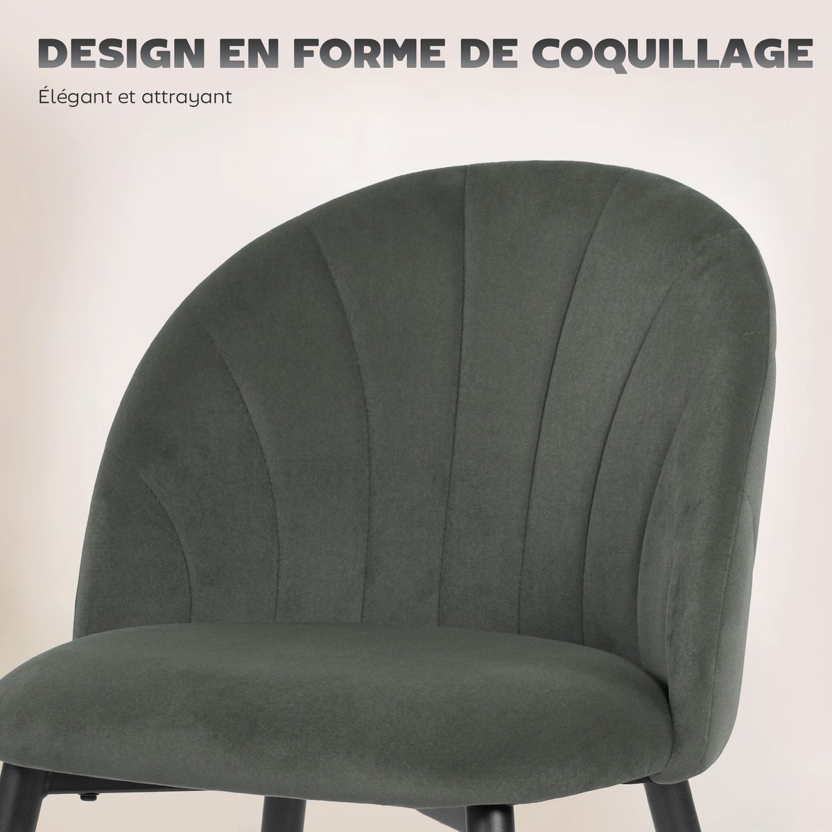 Chaise de salle à manger Velours (100 % gris et noir, HOMCOM