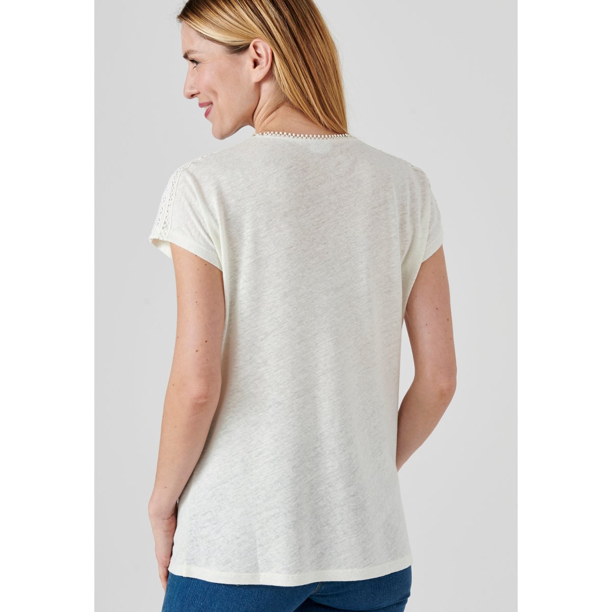 T-shirt mélange lin marron ecru, DAMART