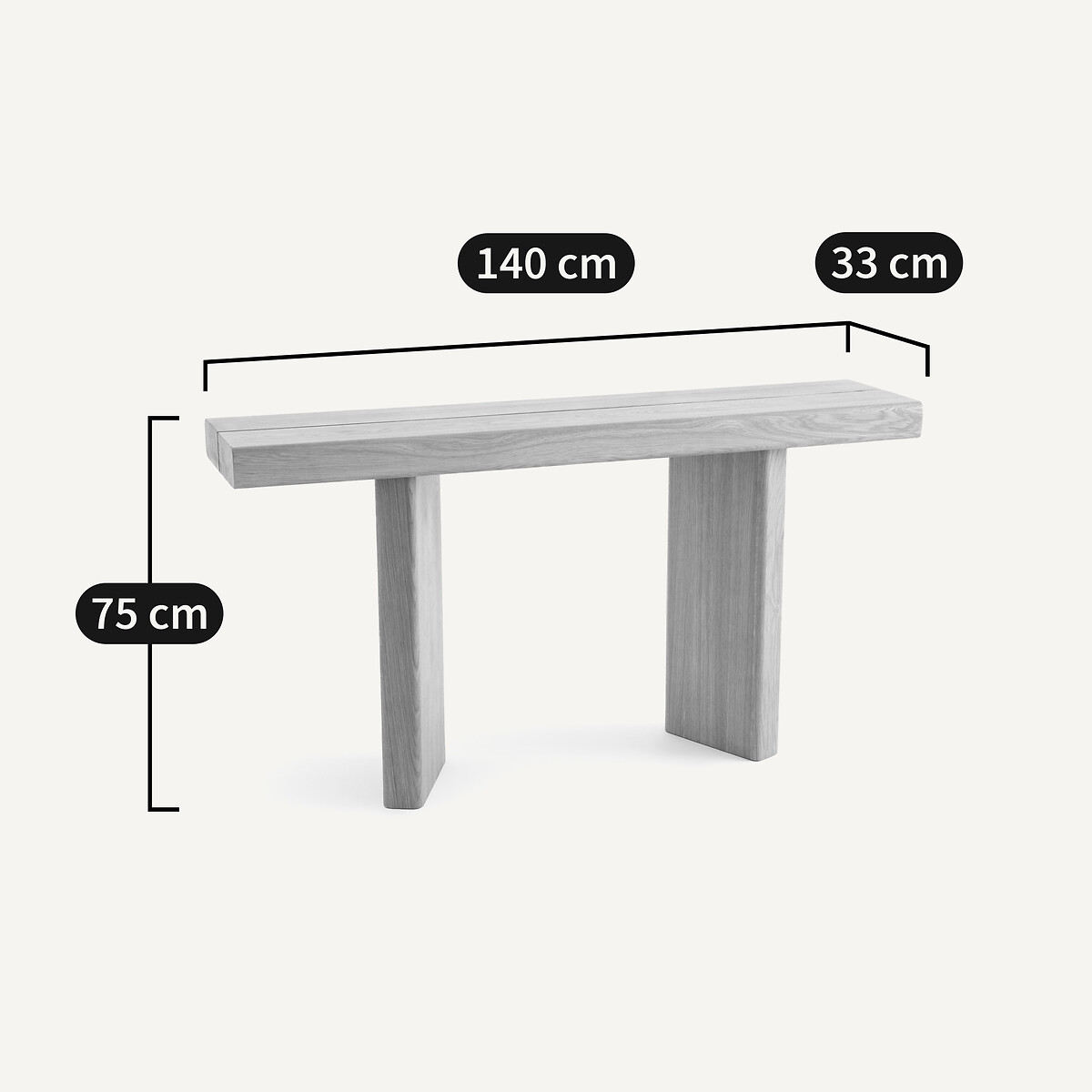 Console chêne et plaqué L140 cm, Olaga chêne naturel, AM.PM
