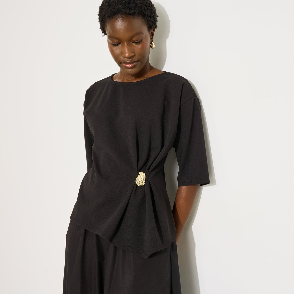 Blouse fluide drapée noir, GRAIN DE MALICE