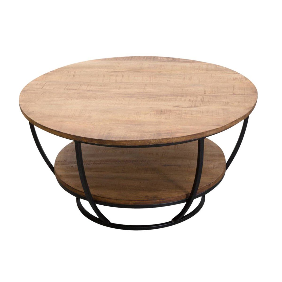 Table basse en métal ronde RITA noir, MADE IN MEUBLES