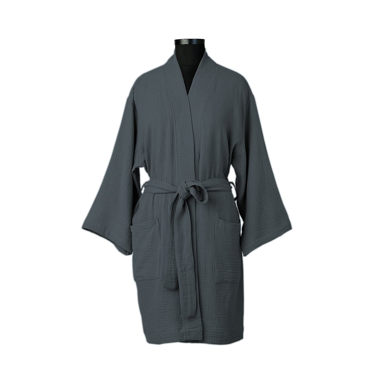 Peignoir kimono gaze de coton CARLA bleu orage, FEBRONIE