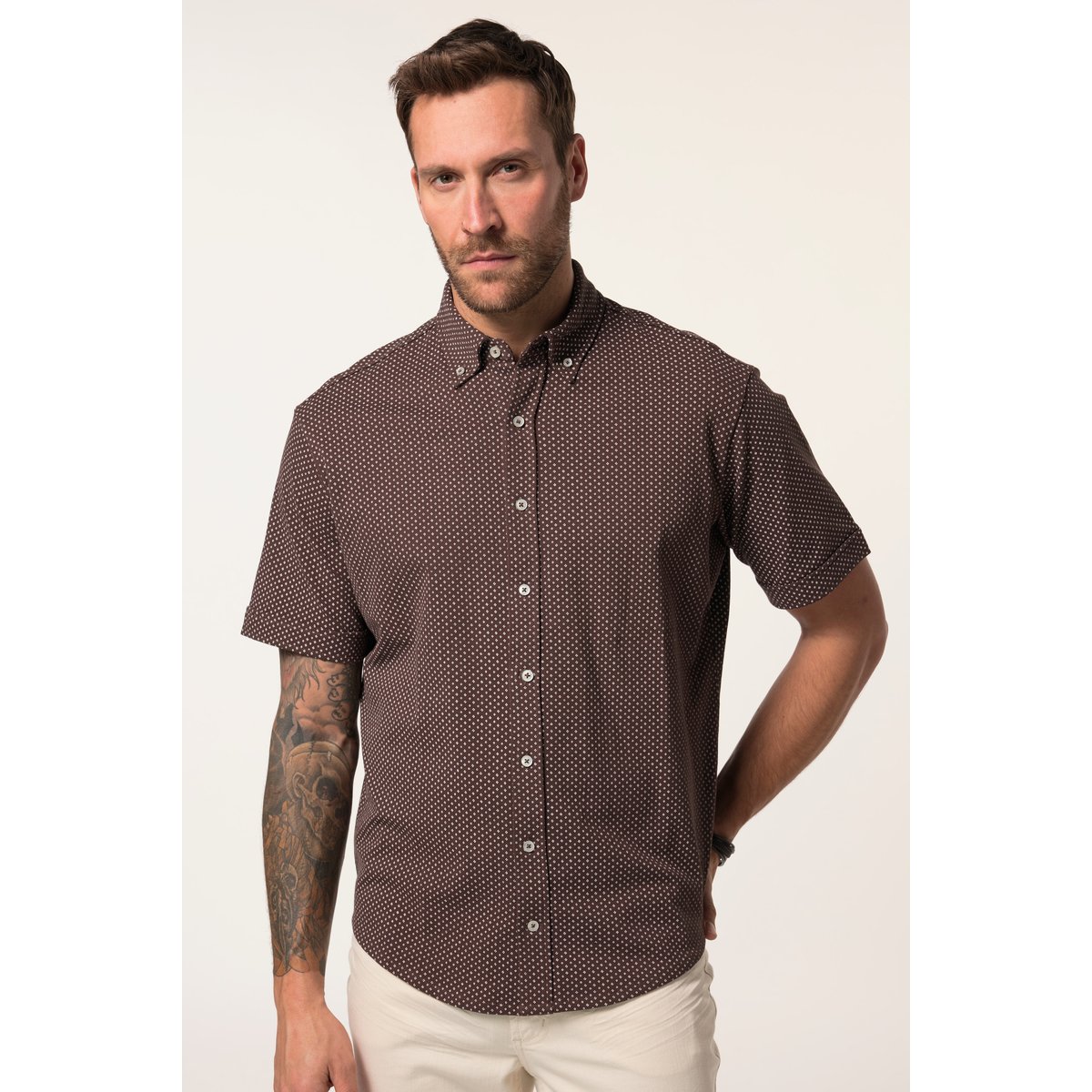Chemise en maille piquée marron pin, JP1880