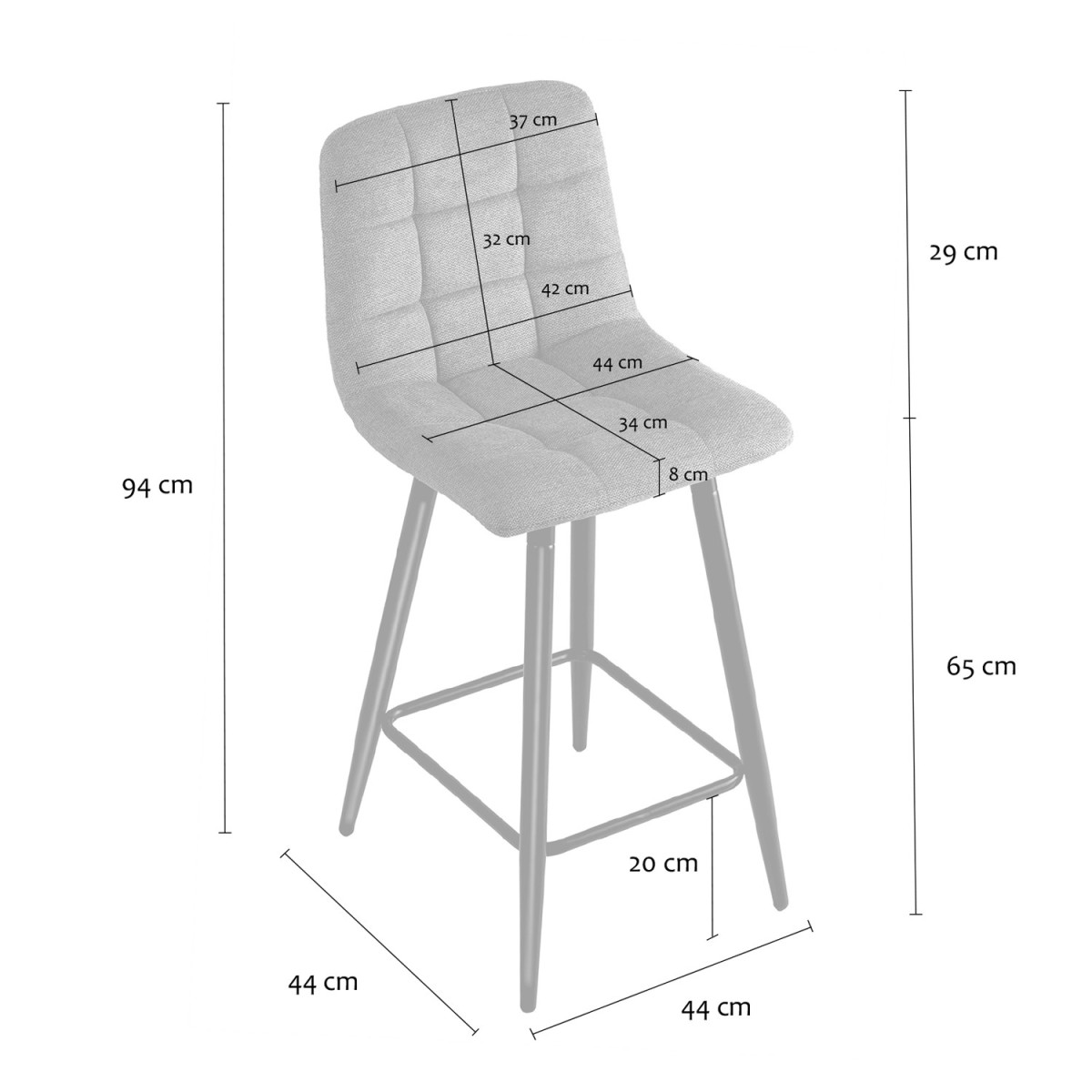 Tabourets en lot de 2 en tissu - SIA marron, CALICOSY