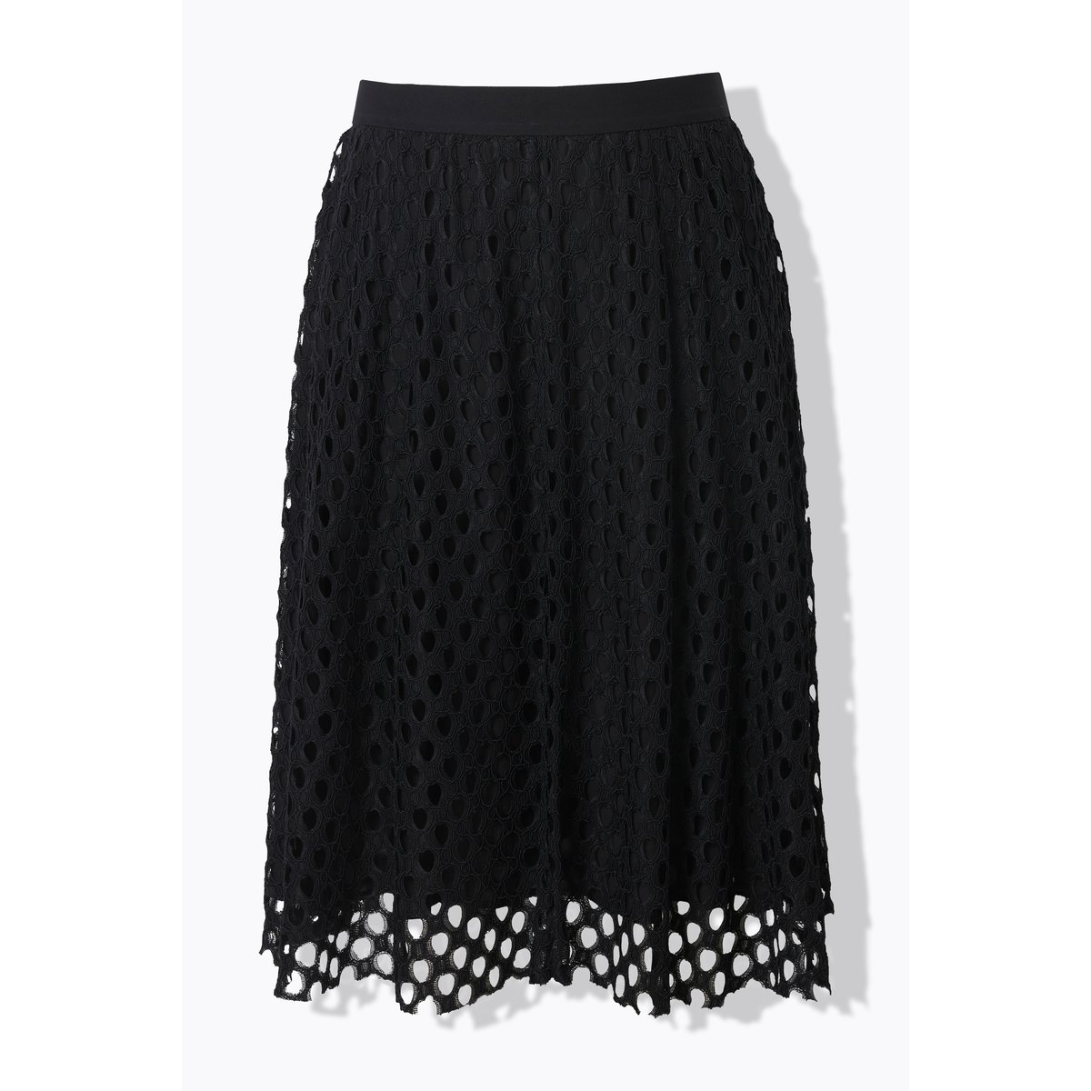 Robe midi en dentelle ajourée noir, ULLA POPKEN