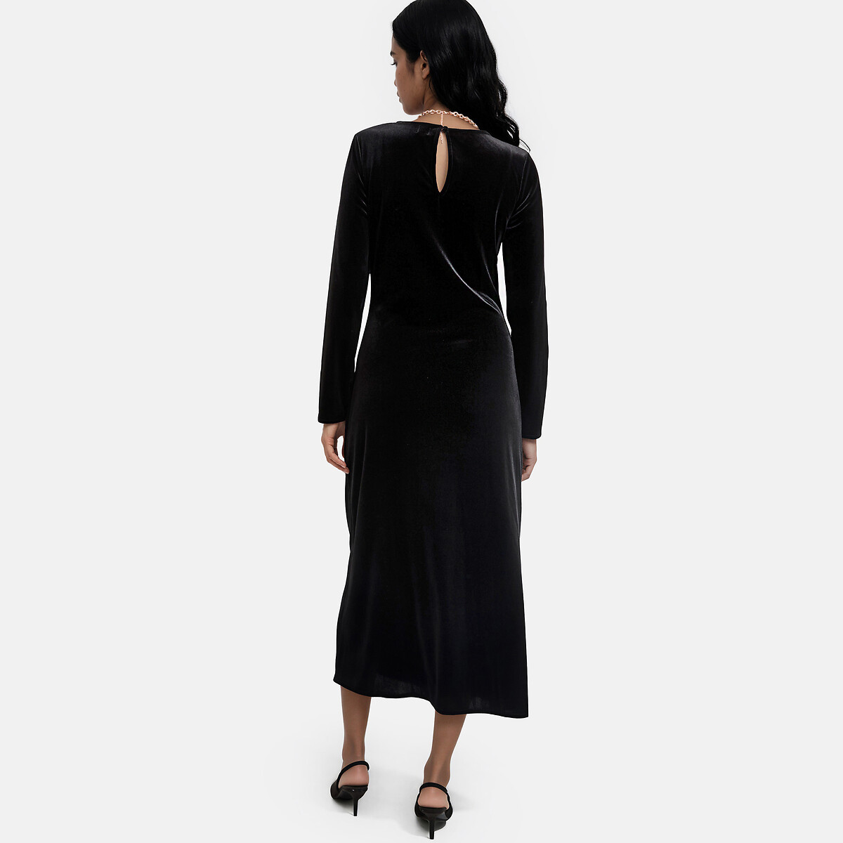Robe longue, manches longues, en velours avec nœud noir, LA REDOUTE COLLECTIONS