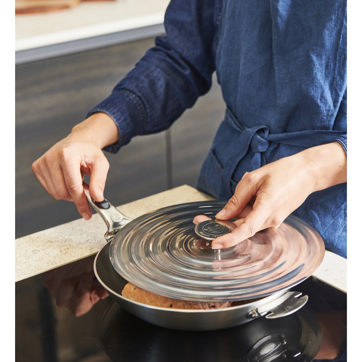 Couvercle universel pour poêle - de ø26 à ø28 cm gris, DE BUYER