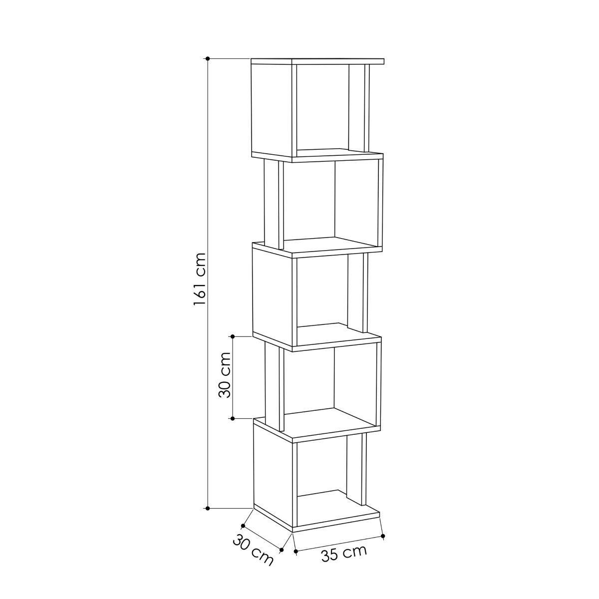 Etagère d'angle 5 tablettes L35 cm - Piri chêne, CALICOSY