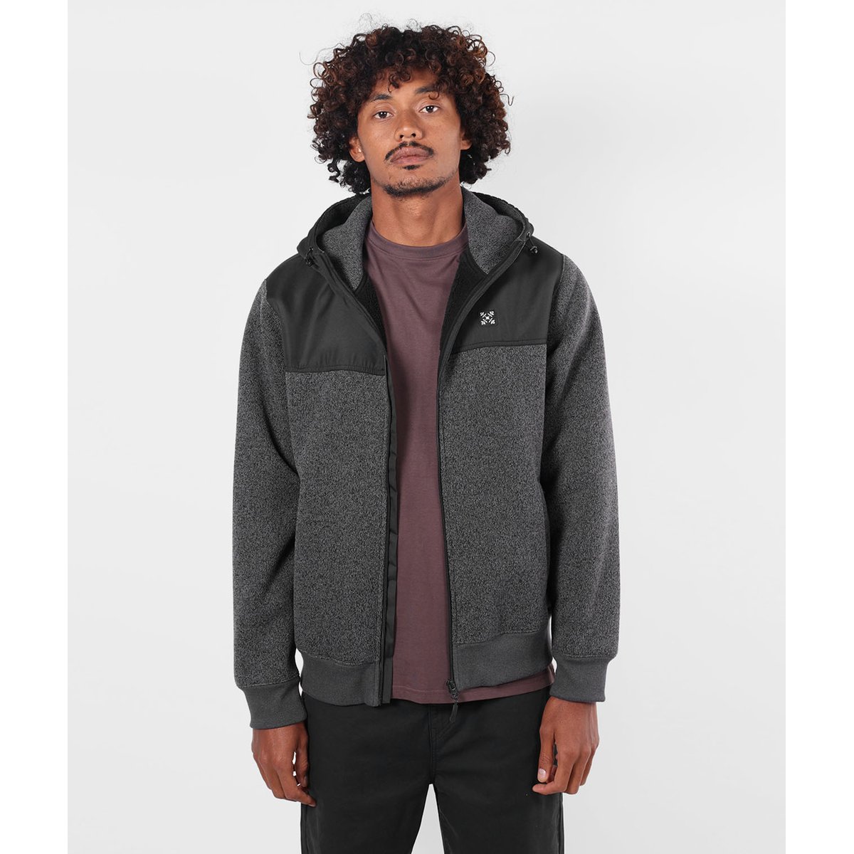 Sweat à capuche zippé PASSAGE black heather, OXBOW