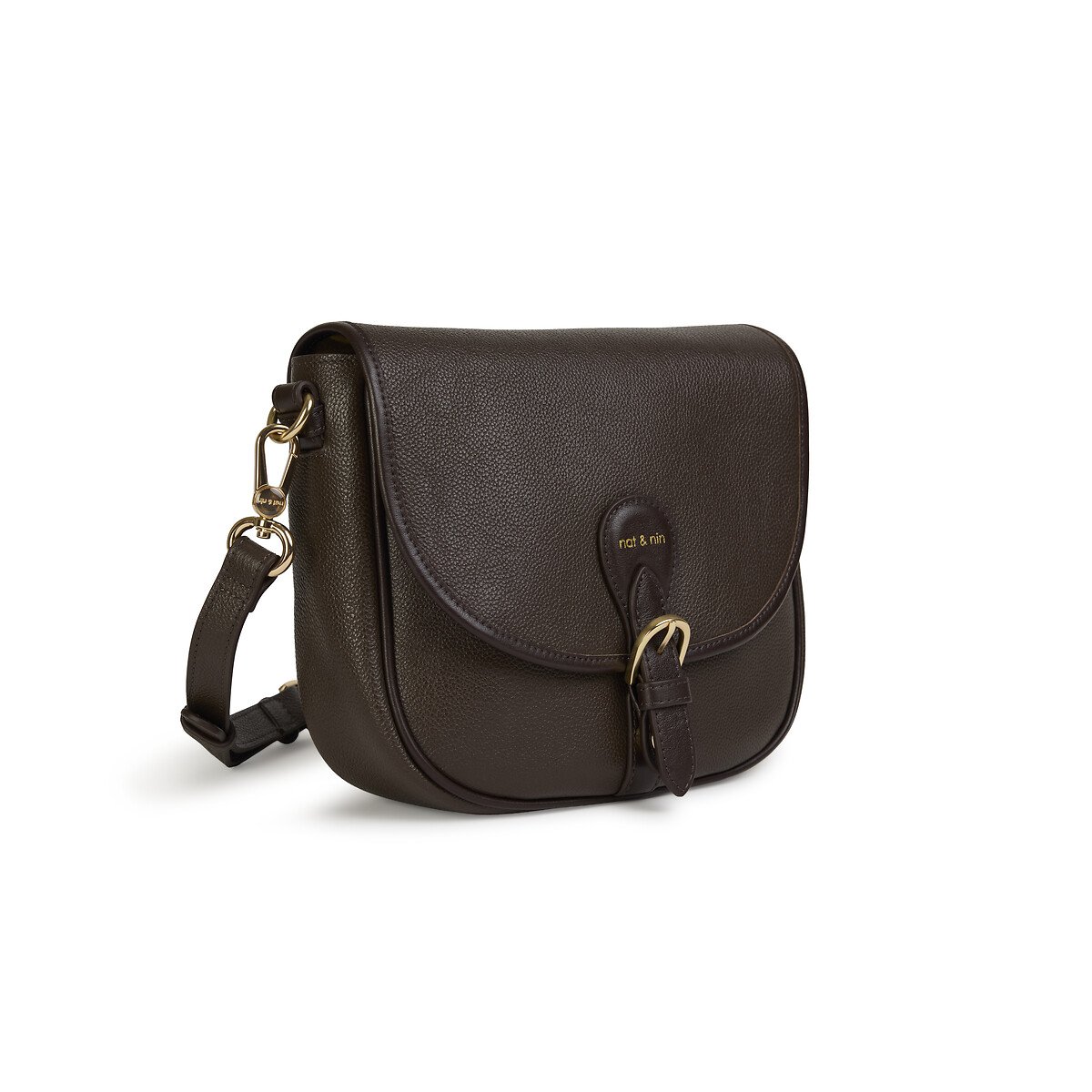 Borsa con patta in pelle OLIVIA ebano, NAT & NIN