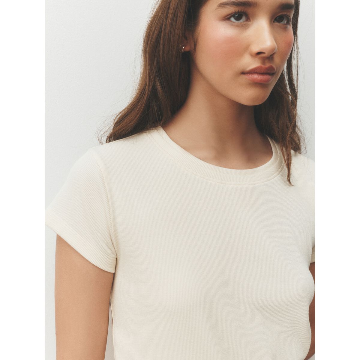 T-shirt côtelé, lot de 2 gris/écru, NEXT