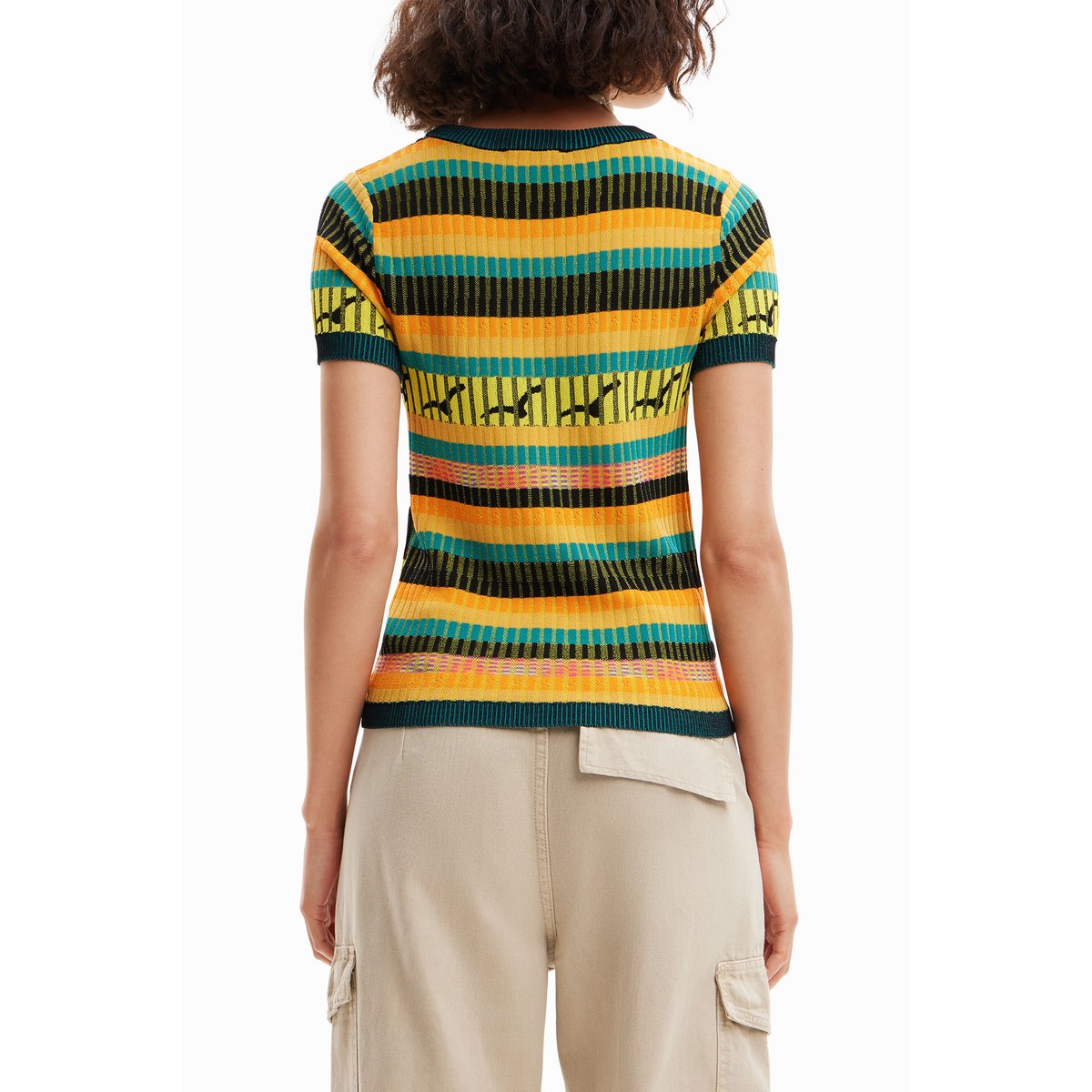 Knit landscape T-shirt jaune, DESIGUAL