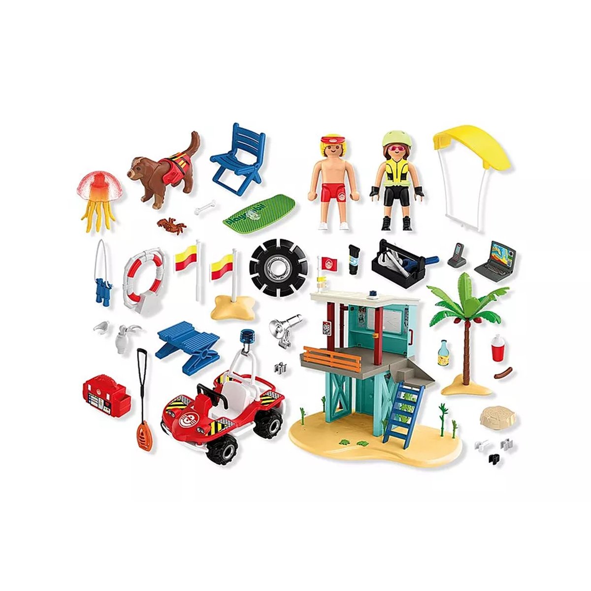Poste de secours & voiturette de plage multicolore, PLAYMOBIL