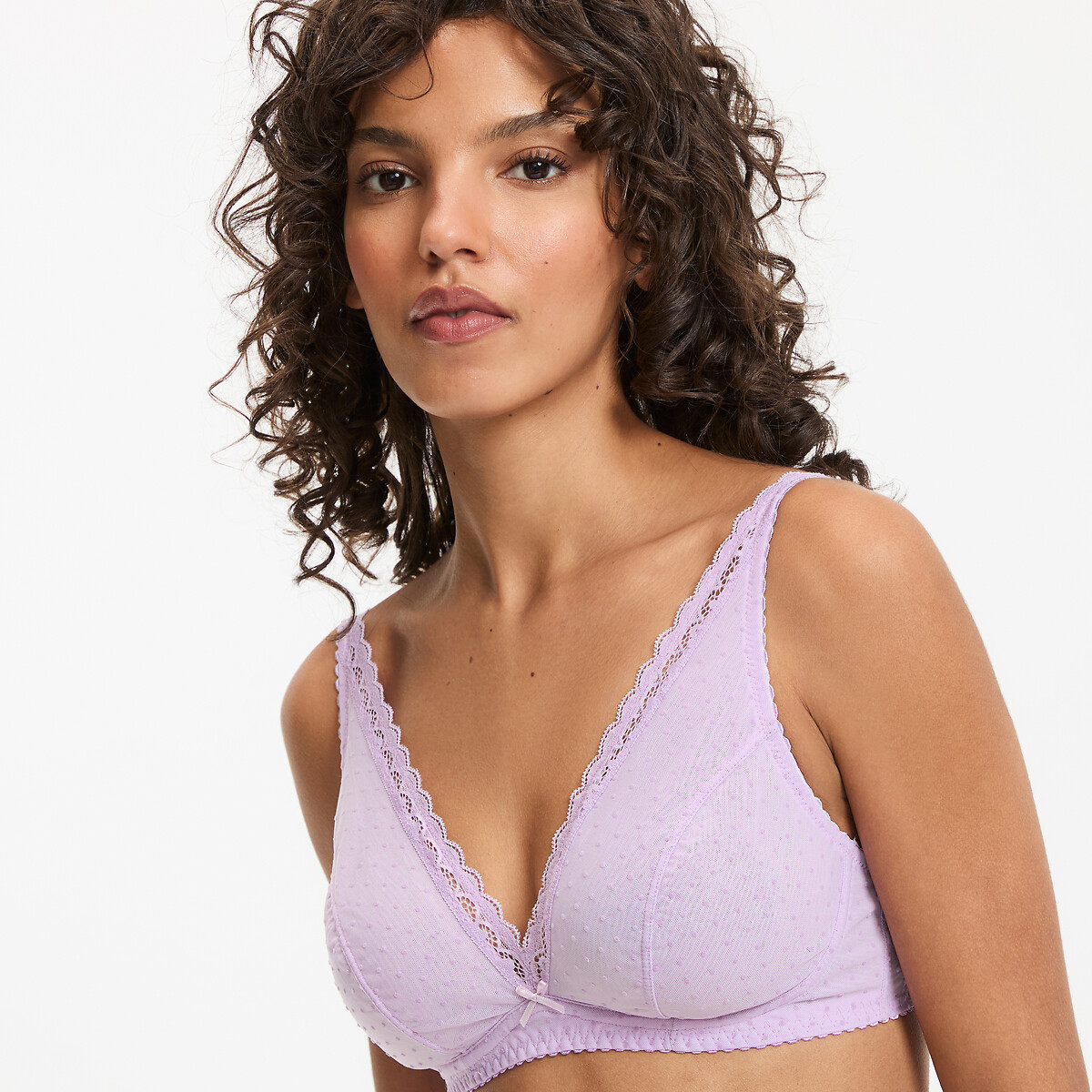 Soutien-gorge foulard en tulle floqué, Alix parme, LA REDOUTE COLLECTIONS