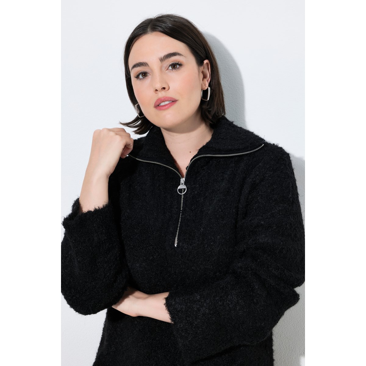 Robe en maille, coupe évasée noir, ULLA POPKEN