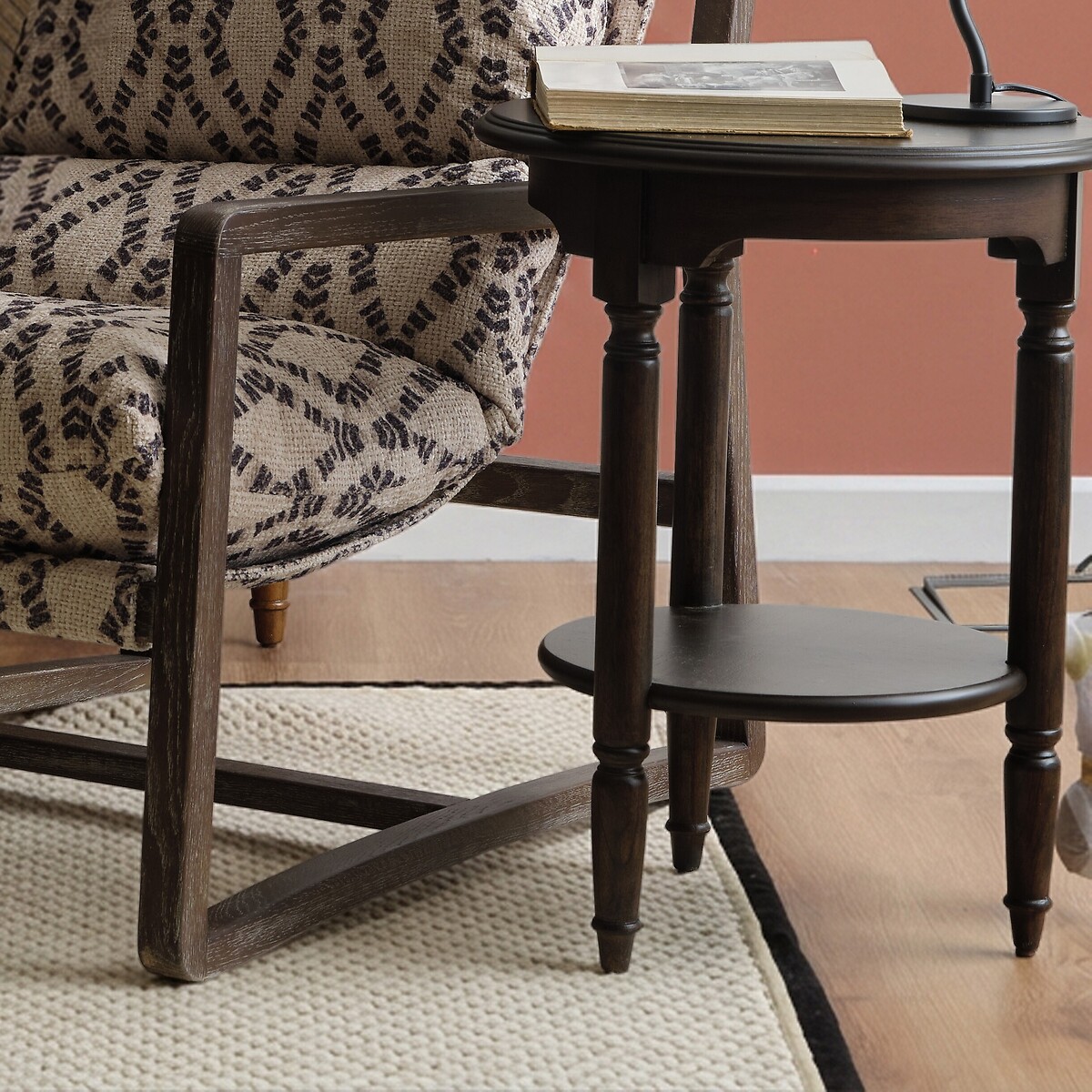Meford Antique Solid Wood Side Table walnut, ÉDITÉ