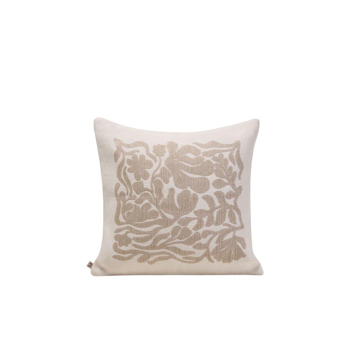 Housse De Coussin en Jacquard floral SILENE ivoire et taupe, MADURA