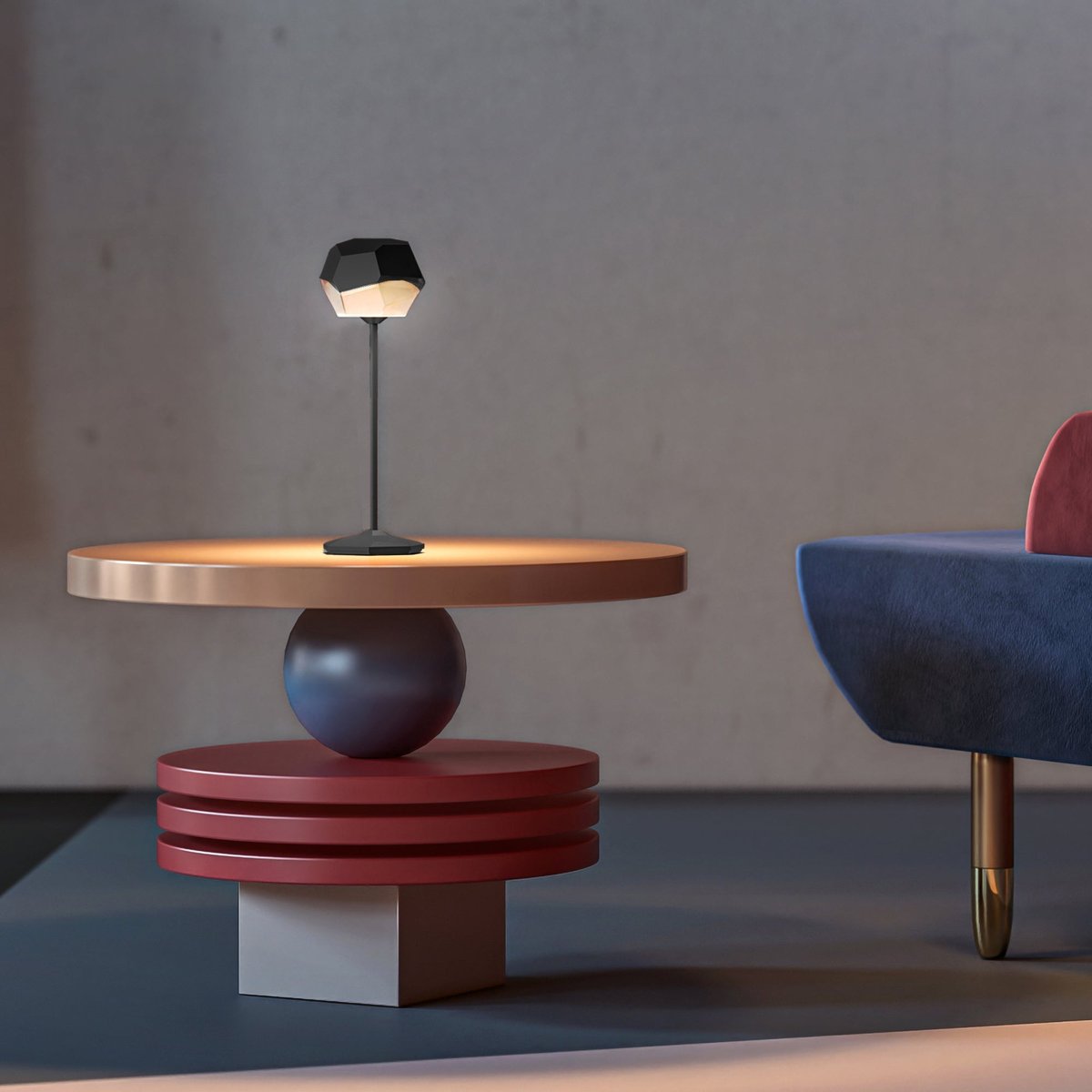 Lampe de table sans fil STONE noir, LUMISKY