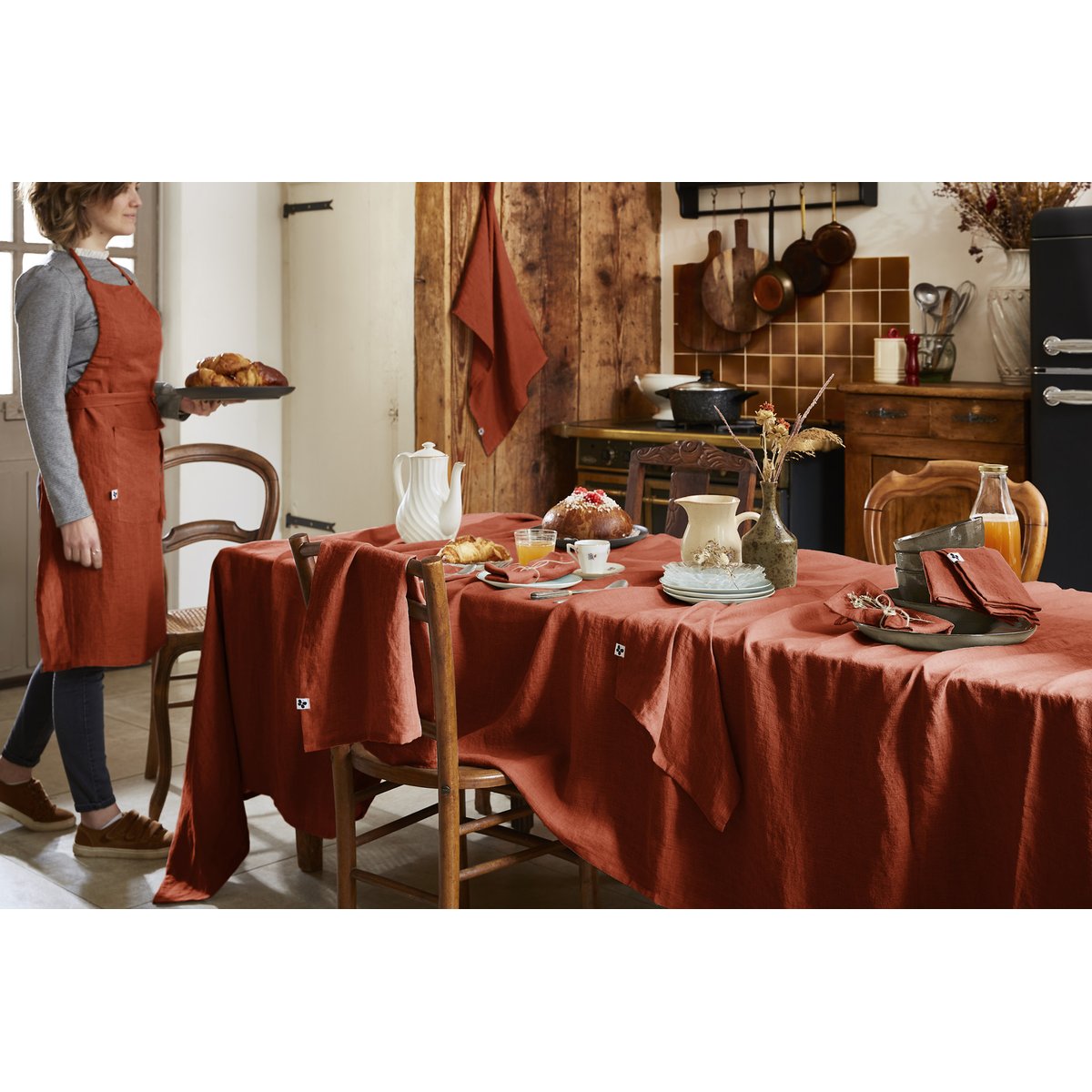 Nappe rectangle en lin Solines craie, EDEN