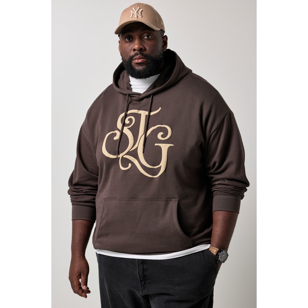 Sweat-shirt à capuche, coupe décontractée marron châtaigne, STHUGE