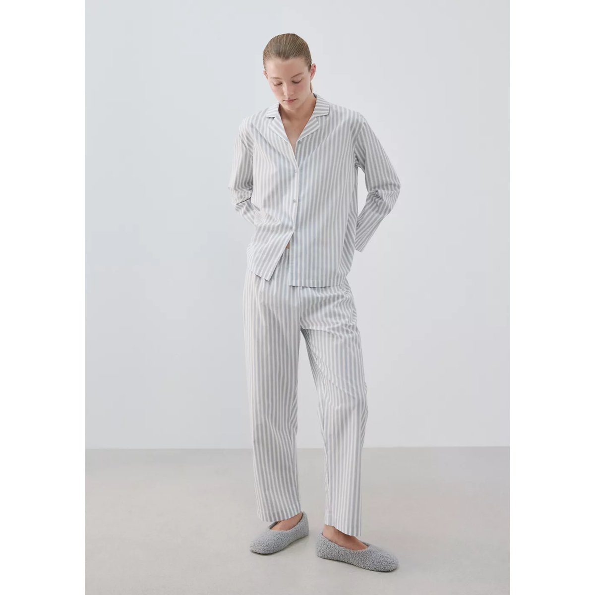 Chemise coton rayures bleu, MANGO