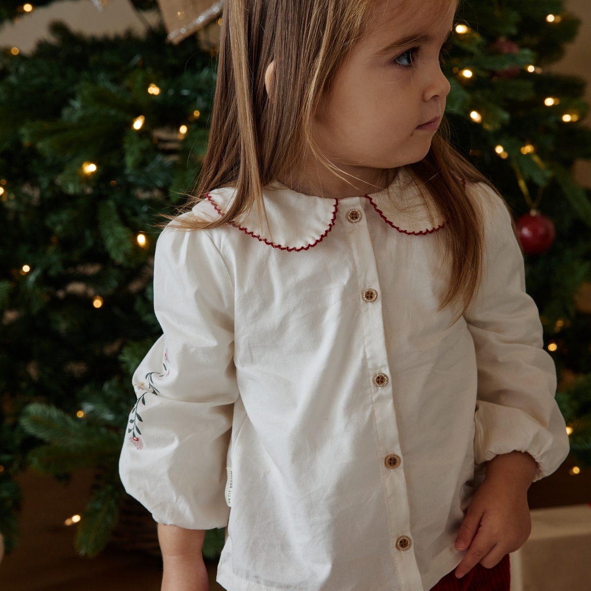 Blouse enfant en popeline Grace ecru, PETIT BEGUIN