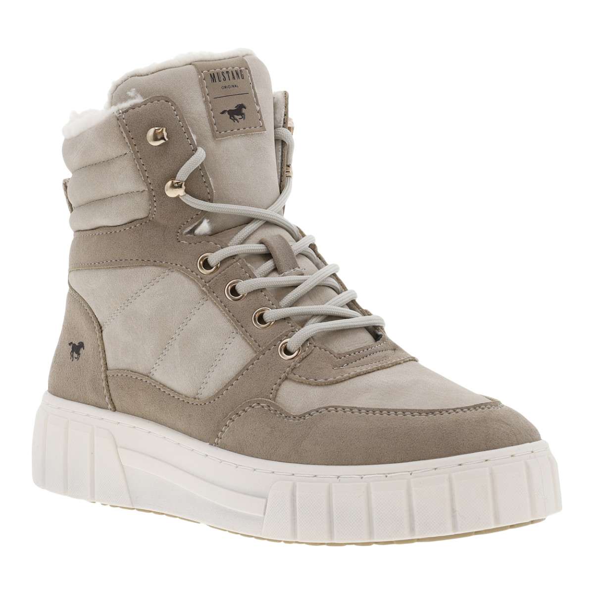 Bottines talon plat blanc, MUSTANG