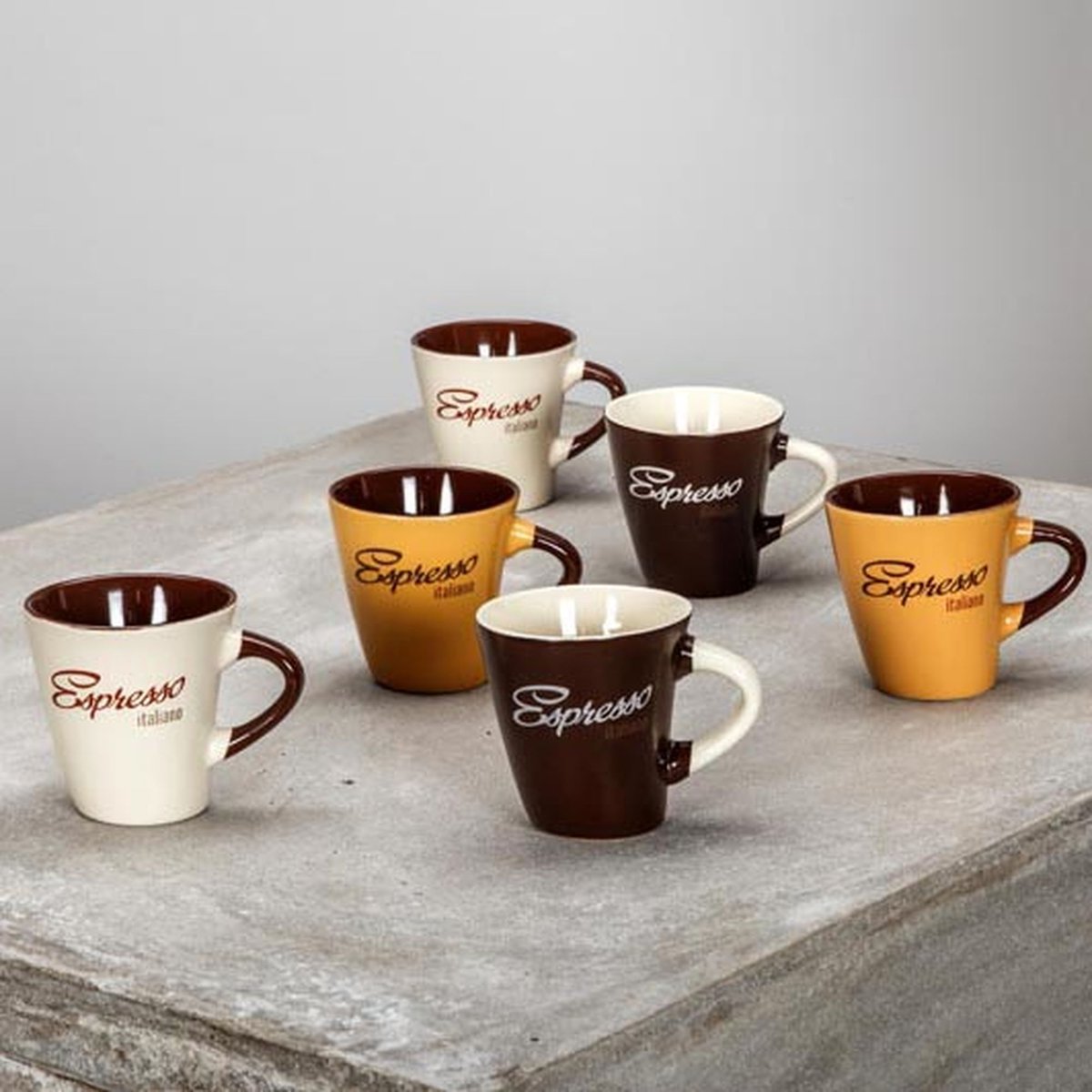 Lot de 6 tasses en grès 15cl, EXPRESSO ITALIANO multicolore, NOVASTYL