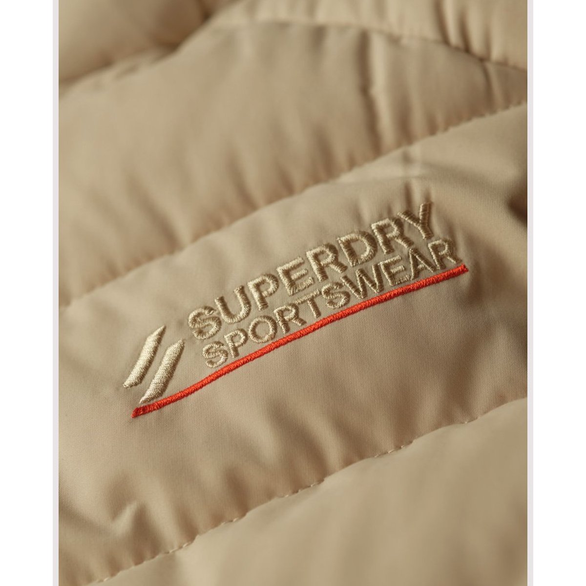 Doudoune sans manches à capuche en microfibre beige pélican, SUPERDRY