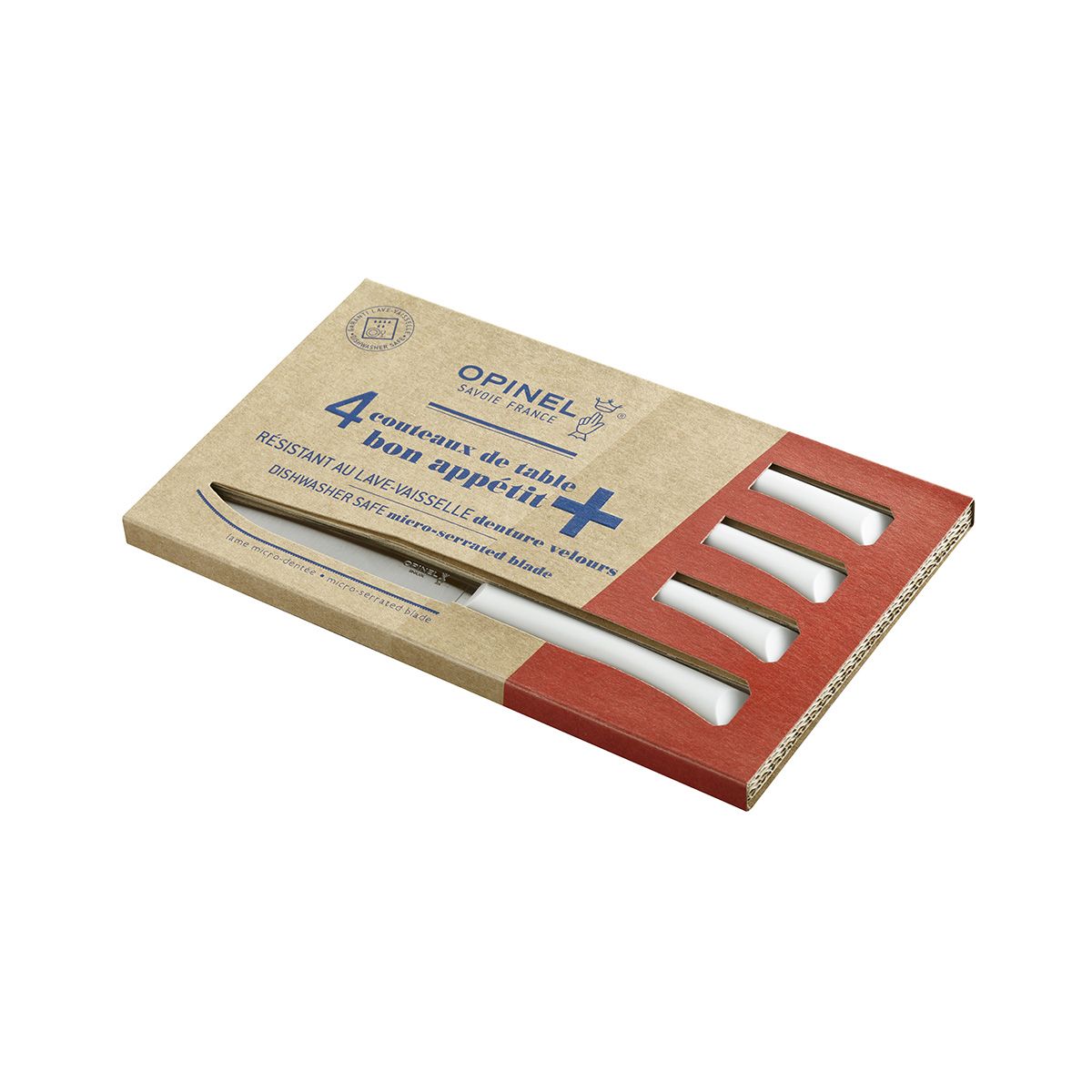 Couteau à steak Bon Appétit + Nuage 4 couteaux de table blanc, OPINEL