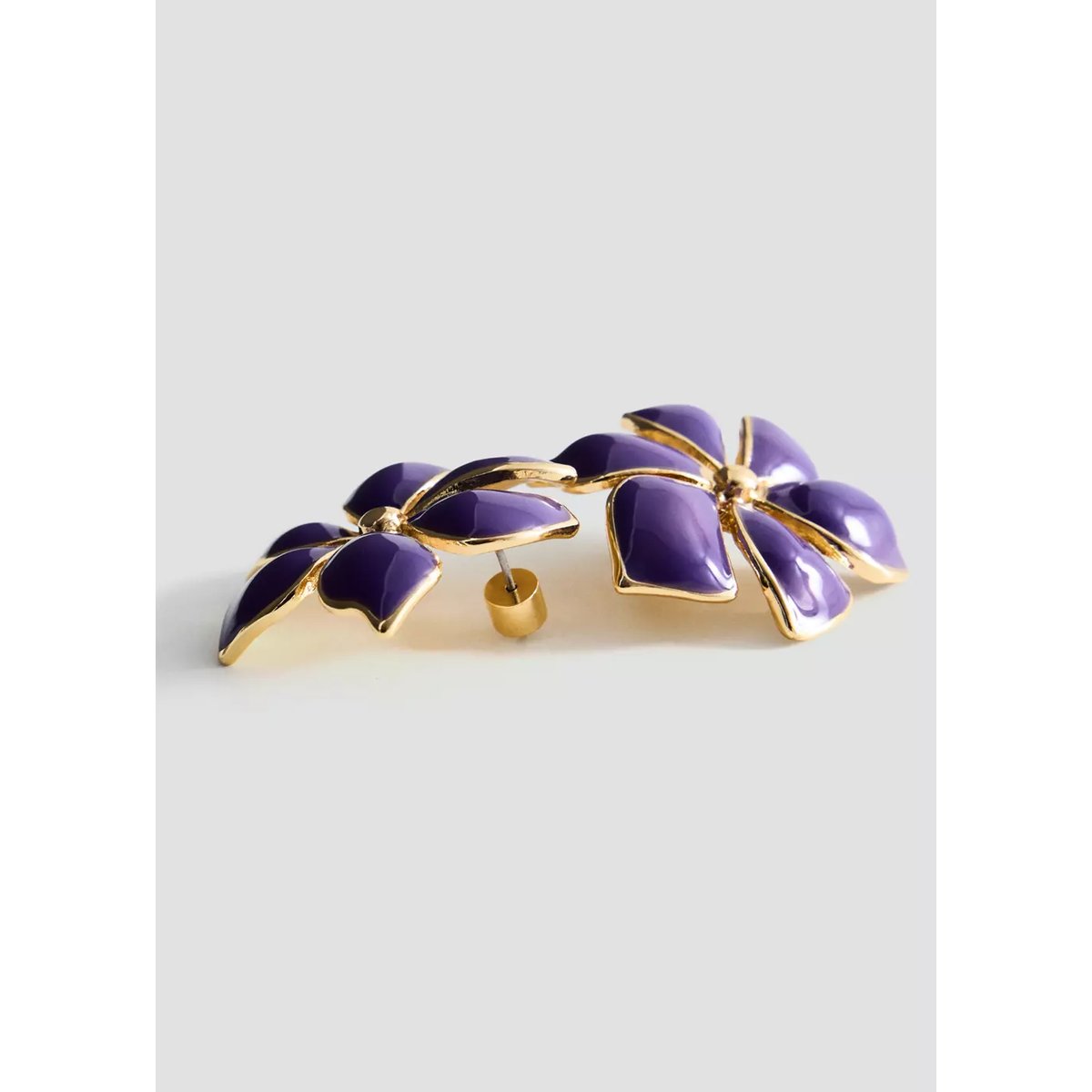 Boucles d’oreilles fleur émaillée or, MANGO