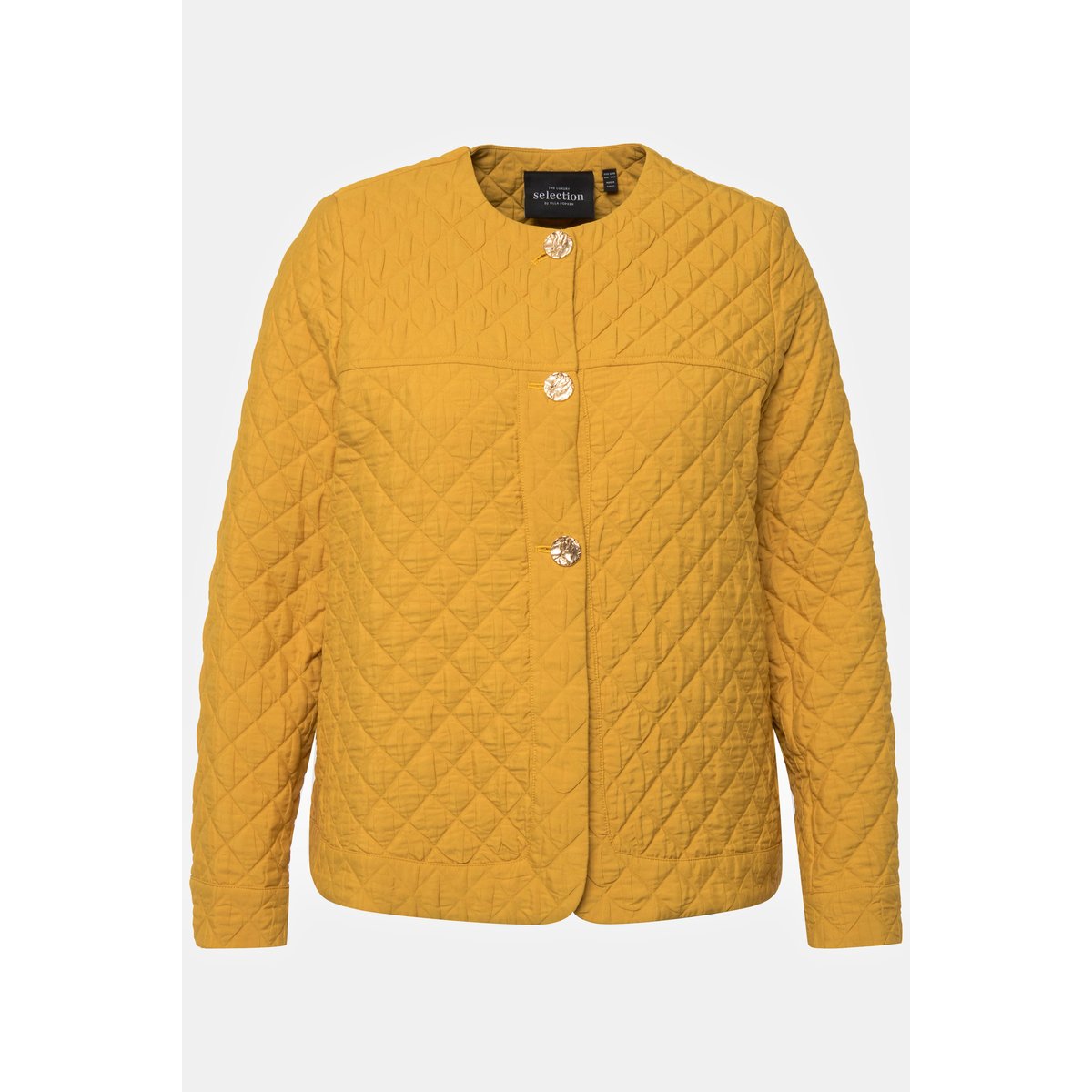 Veste matelassée courte à col rond et patte jaune impérial, ULLA POPKEN