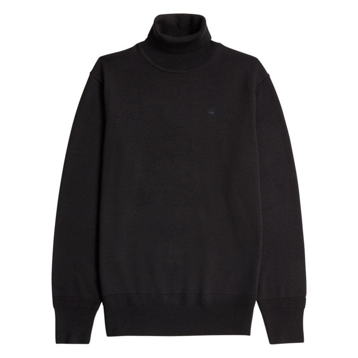 Pull en laine noir uni avec une coupe droite et logo iconique noir, G-Star RAW