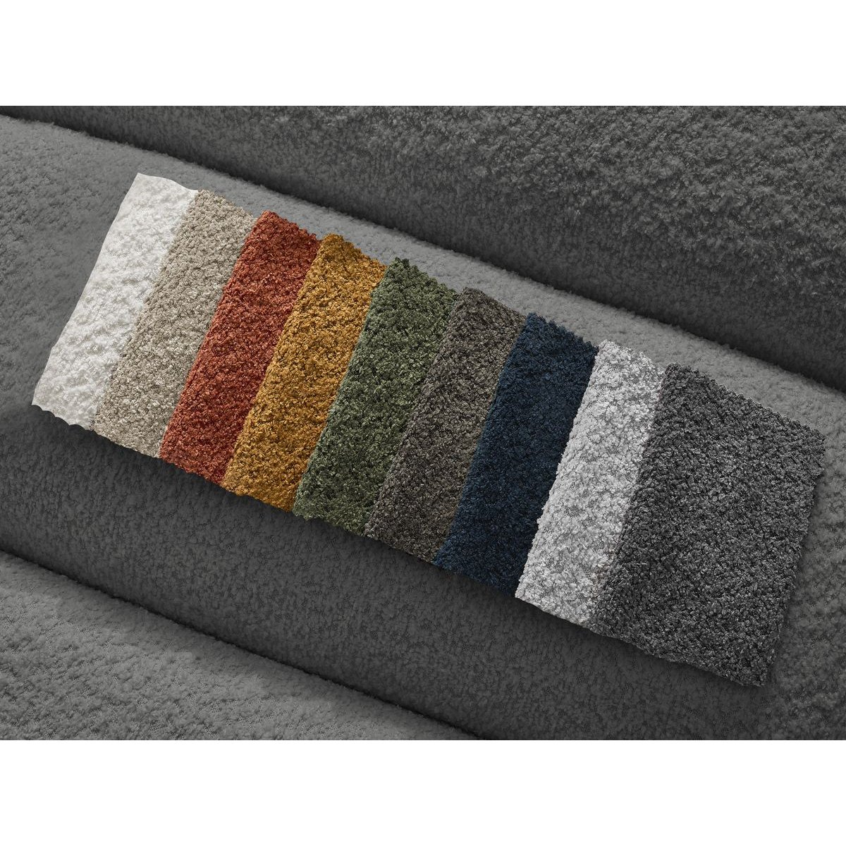 Canapé modulable 5 places en tissu bouclette, ANNECY gris foncé, BOBOCHIC