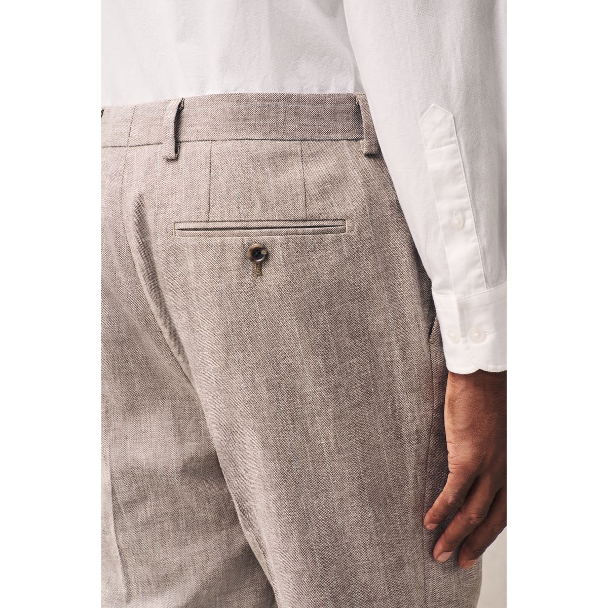 Pantalon de costume ajusté rayé grège, NEXT