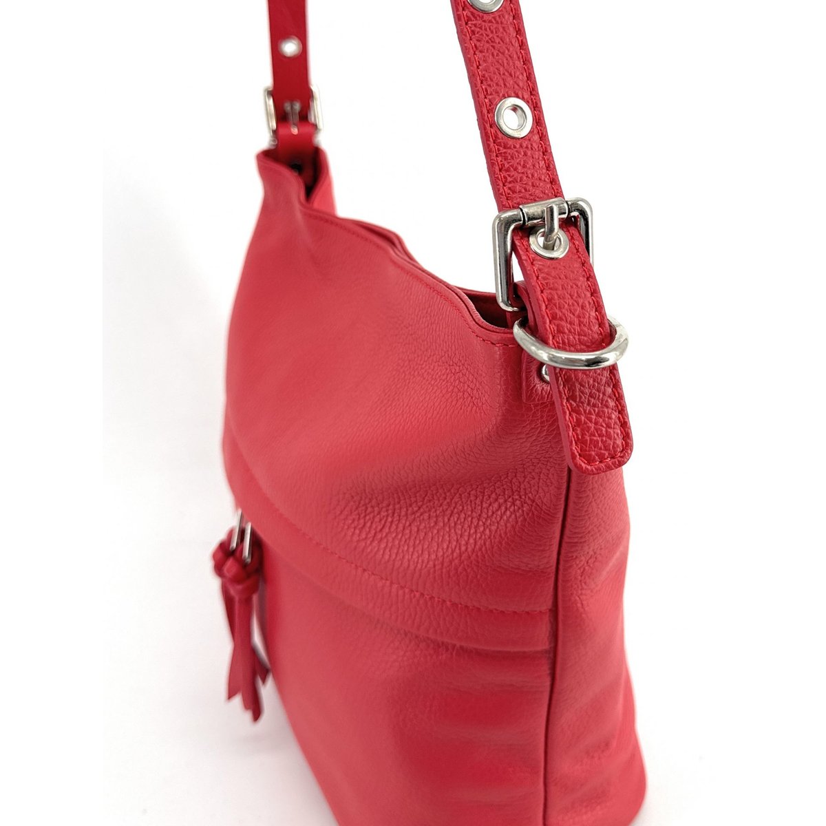 Sac à main en cuir grainé LIVERPOOL rouge clair, OH MY BAG