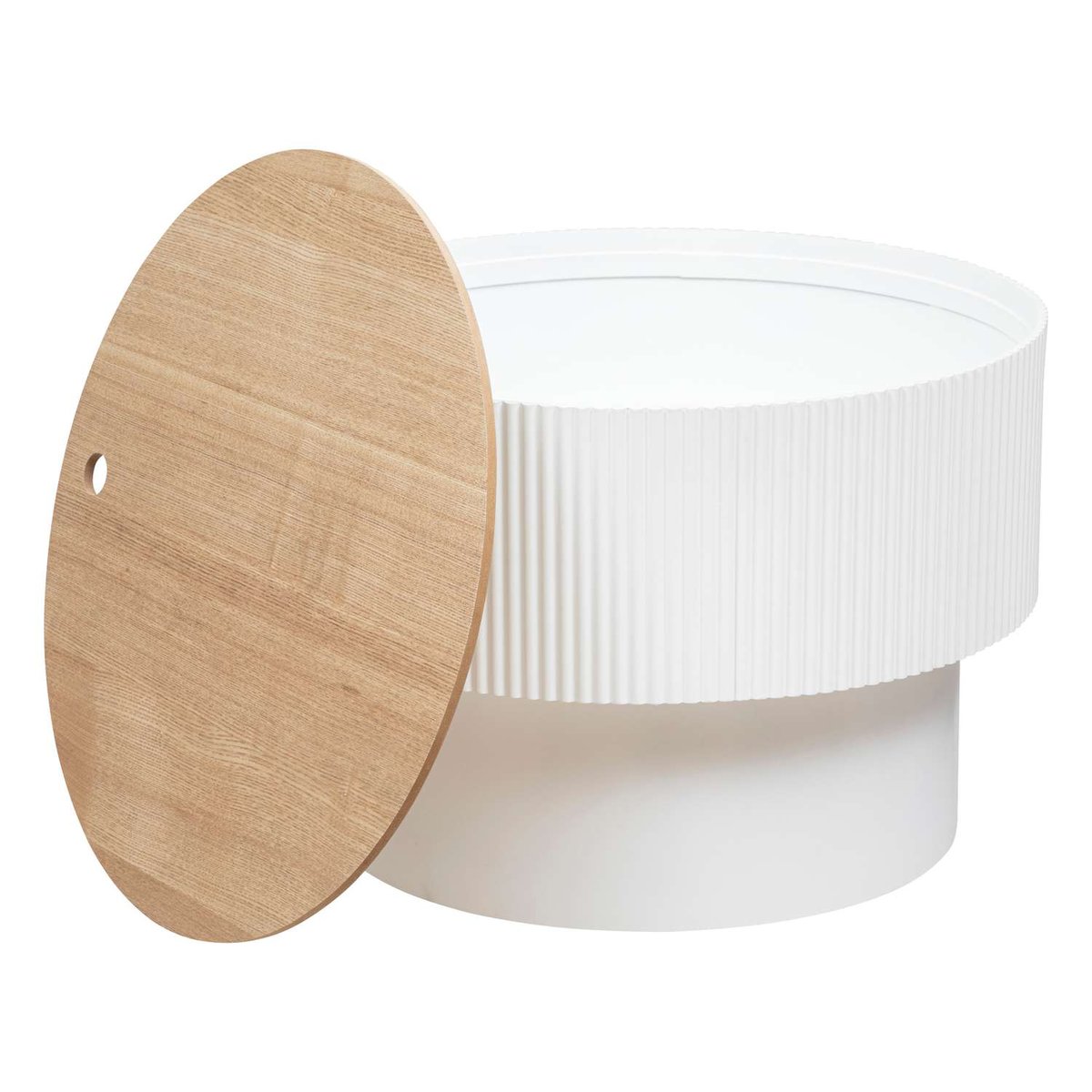 Table basse coffre en bois ENOLA blanc, ATMOSPHERA